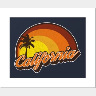 California Sunset Vintage Style Posters and Art